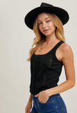 Black Button Down Tank Top