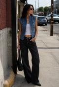 Denim Military Vest