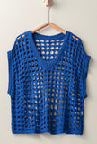 Blue Knit Crochet Sweater