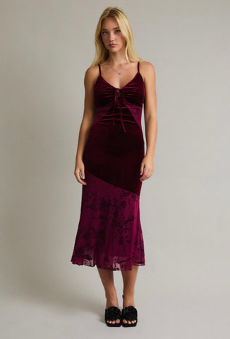 Ruby Velvet Contrast Dress