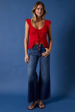 Red Tie Front Top