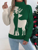 Green Colorblock Reindeer Sweater