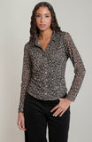 Leopard Mesh Button Down