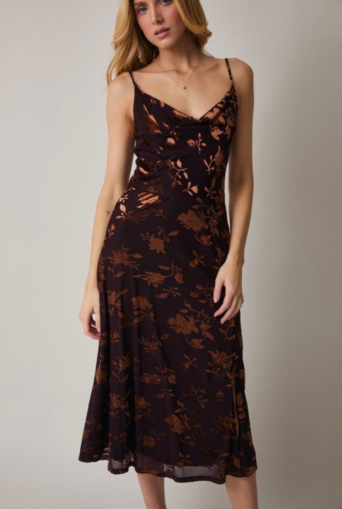 Plum Velvet Floral Dress