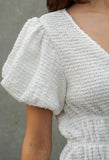 White Smocked Peplum Top