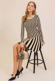 Cream Stripe Knit Dress