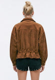 Camel Suede Bomber Jacket