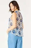 Dex Blue Medallion Sheer Top