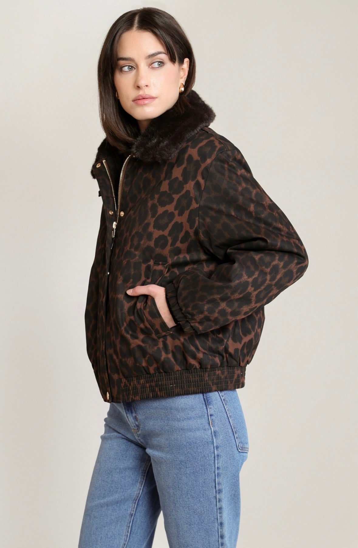 Leopard Collard Coat