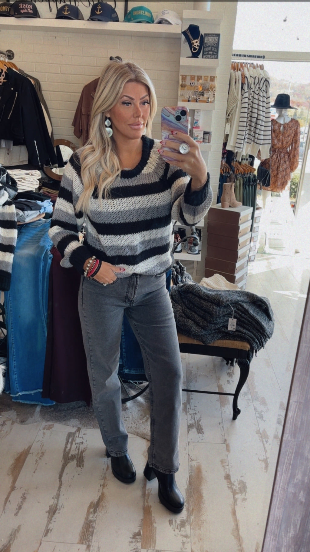 Grey High Rise Straight Leg Jeans