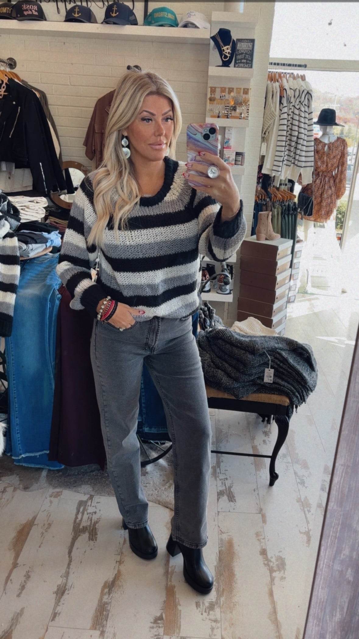Grey High Rise Straight Leg Jeans