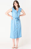 Short Sleeve Button Down Denim Dress
