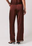 Brown Satin & Lace Wide Leg Pants