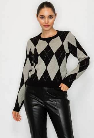 Black Argyle Sweater