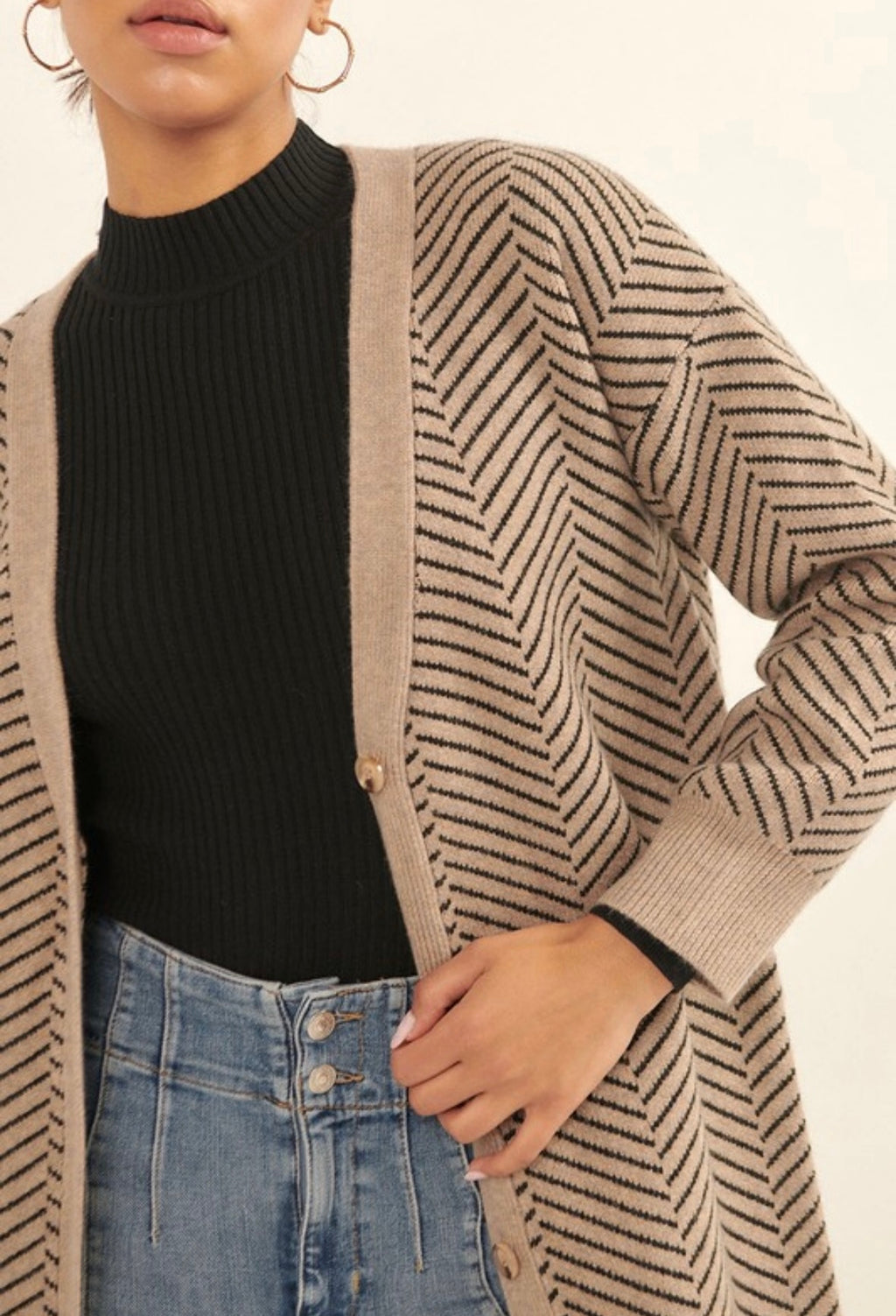 Taupe Chevron Duster Cardigan