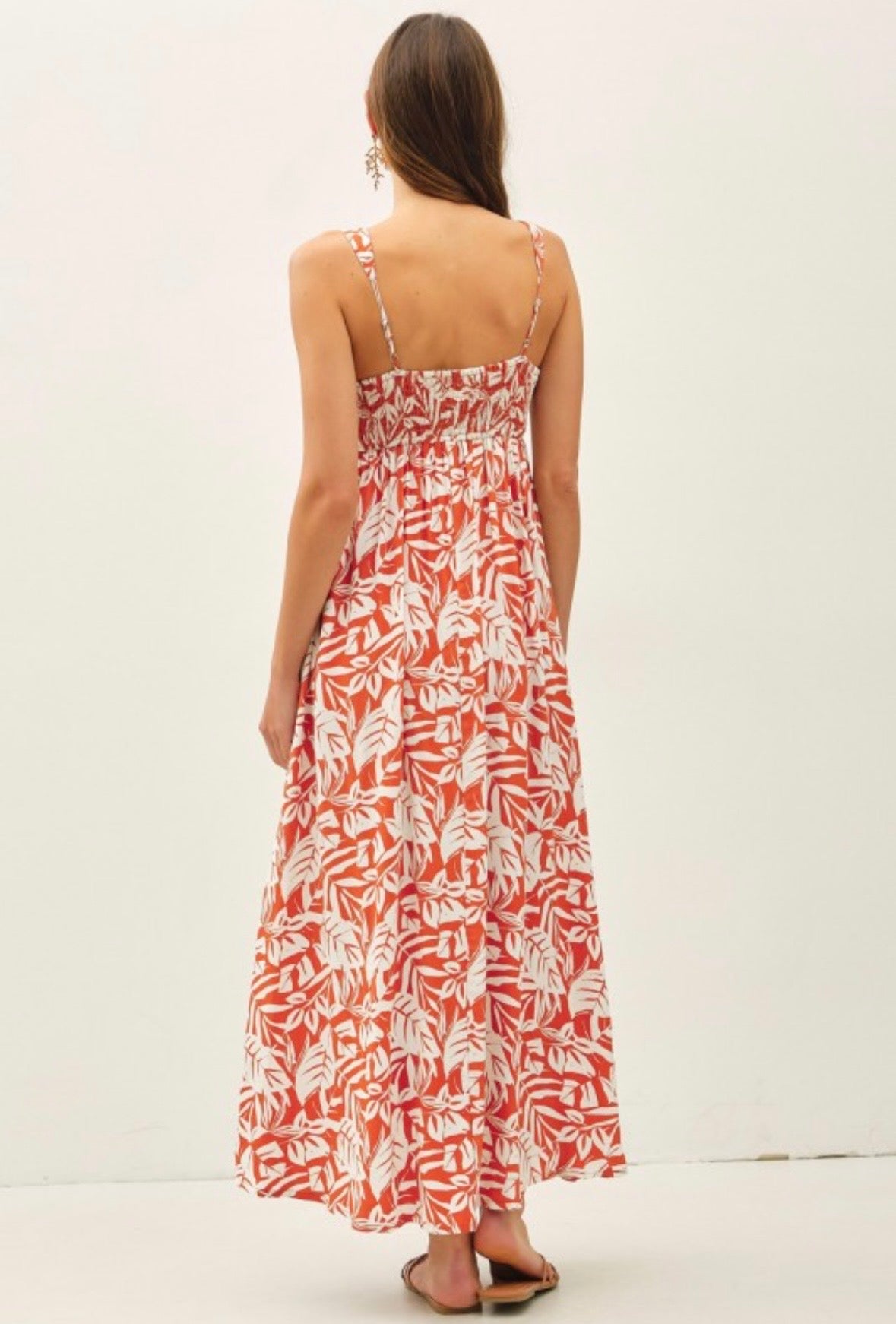 Orange Tropical Maxi Dress