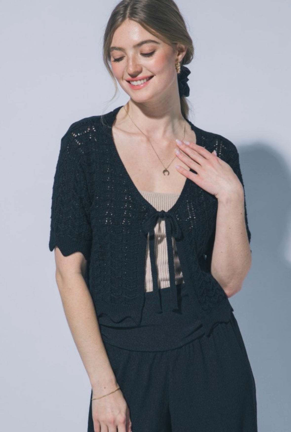 Black Crochet Cardigan
