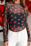 Black Sheer Heart Top