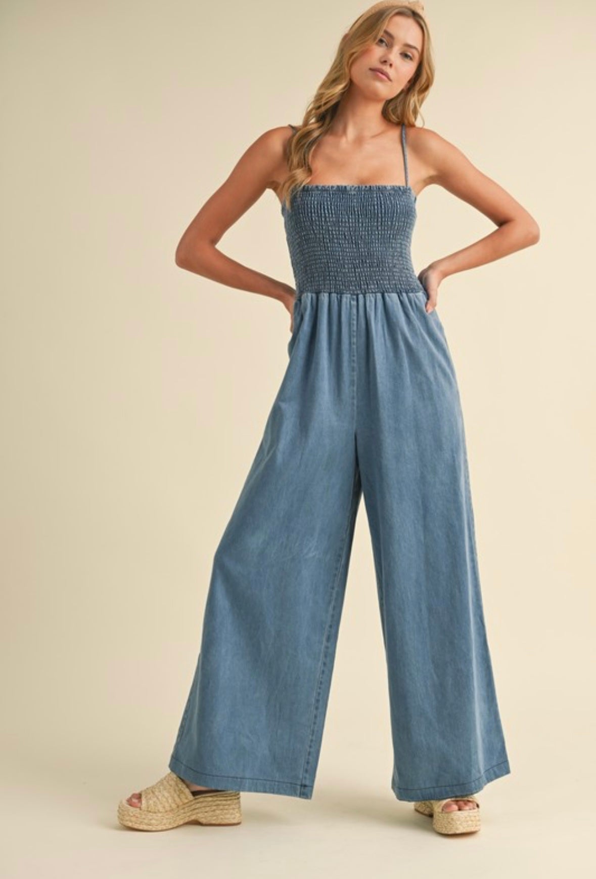 Denim Wide Leg Jumpsuit