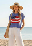 Blue Flag Knit Top