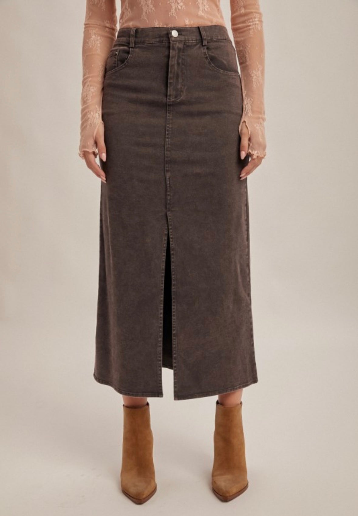 Grey Slit Skirt