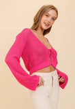 Fuchsia Mesh Tie Cardigan