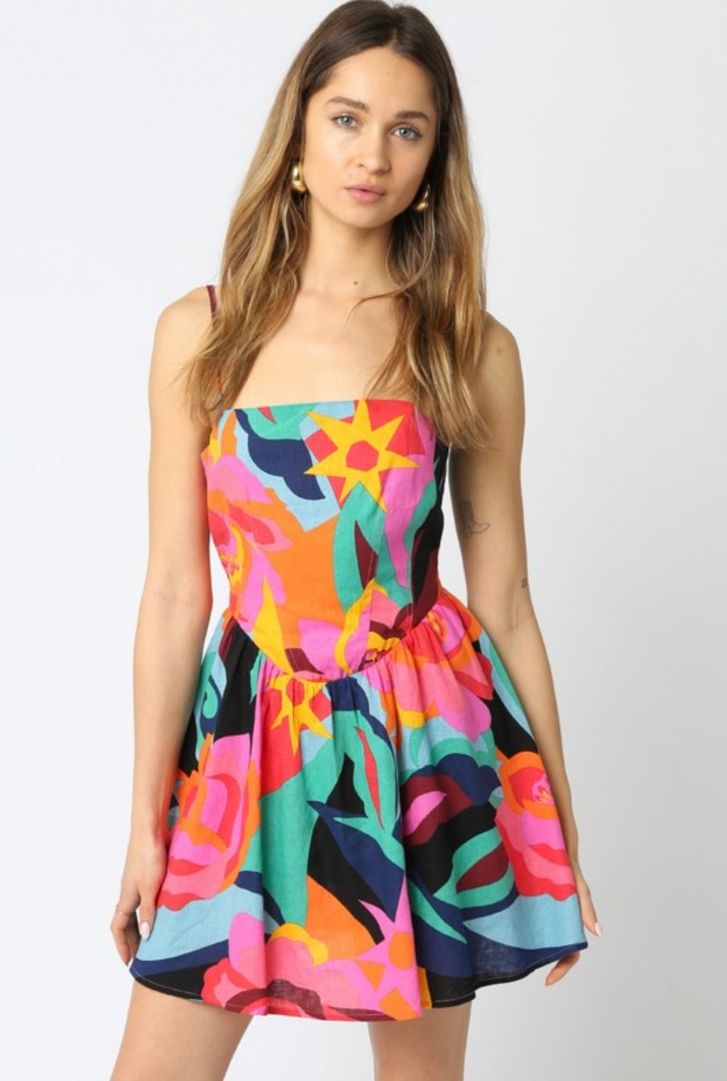 Multicolor Abstract Mini Dress