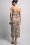 Brown Zebra Ruched Midi Dress