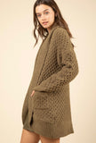 Olive Textured Cardigan Sweater