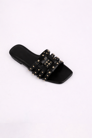 Black Studded Sandals