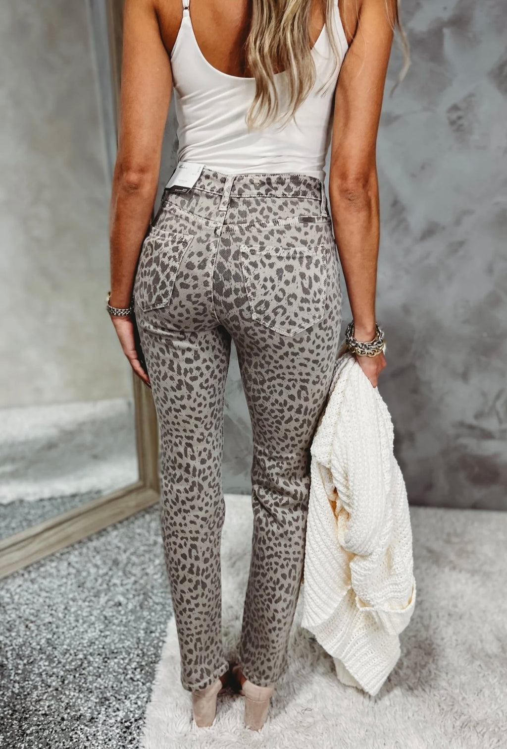 Kelsey Leopard Hi Rise Jeans