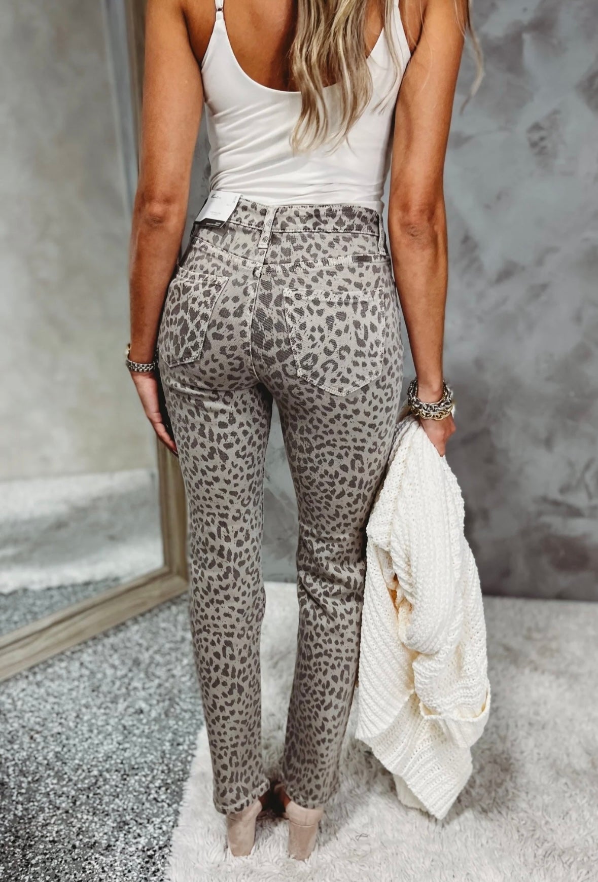 Kelsey Leopard Hi Rise Jeans