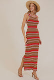 Red Stripe Knit Maxi Dress