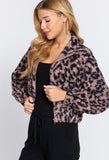 Pink Leopard Sherpa Bomber Jacket