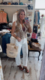 Natural Sand Crochet Button Tank