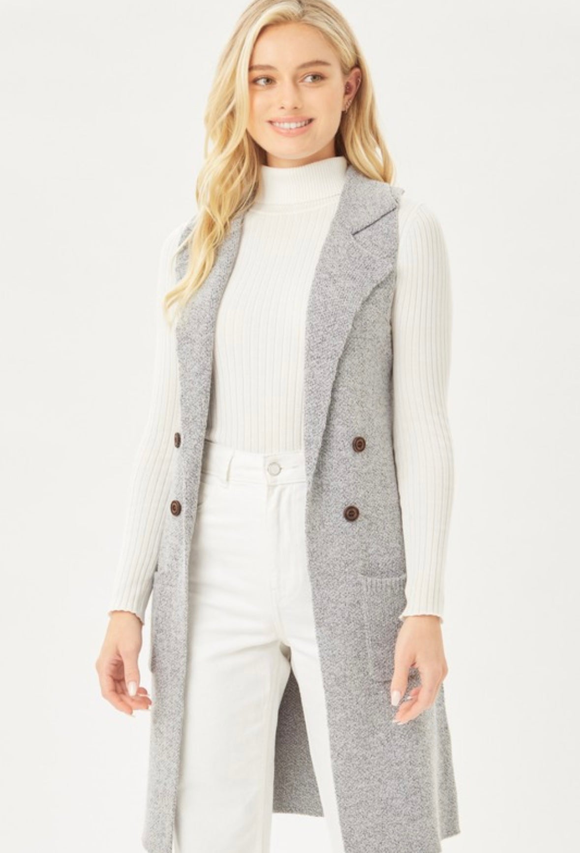 Grey Sweater Duster Vest