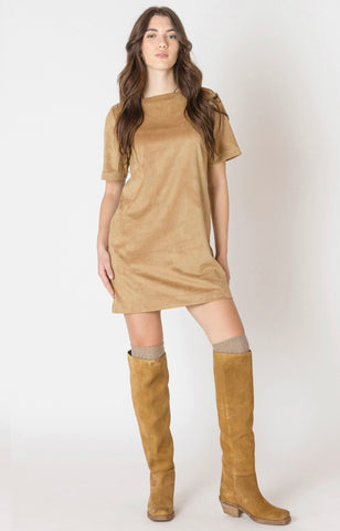 Tan Suede Shift Dress