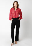 Pink Sheer Print Button Down