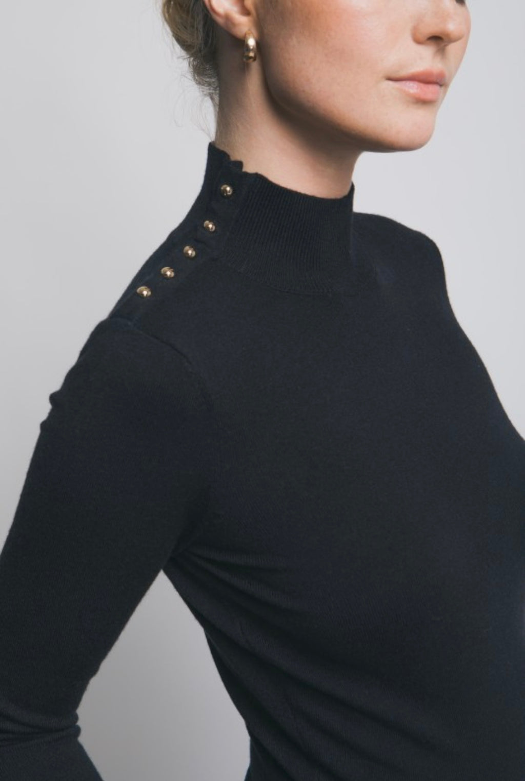 Black Button Neck Sweater