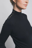 Black Button Neck Sweater