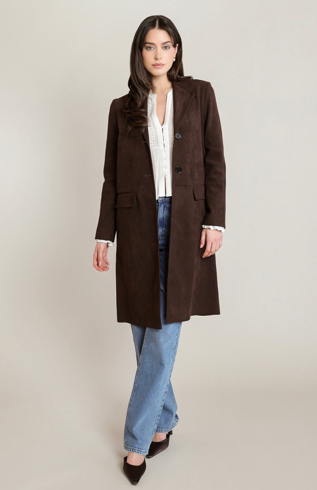 Chocolate Suede Trench Coat