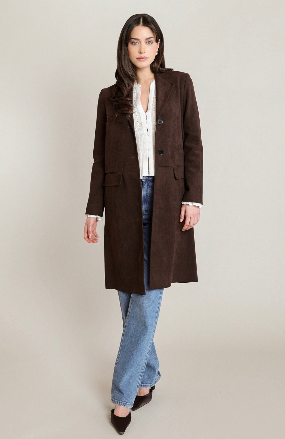 Chocolate Suede Trench Coat