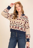 Heart Nordic Zip Sweater