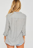 Black Stripe Linen Button Down
