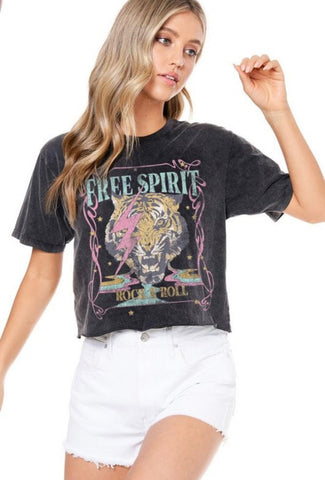 Black Free Spirit Cropped Tee