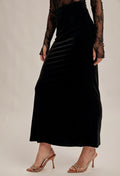 Black Velvet Midi Skirt