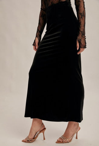 Black Velvet Midi Skirt