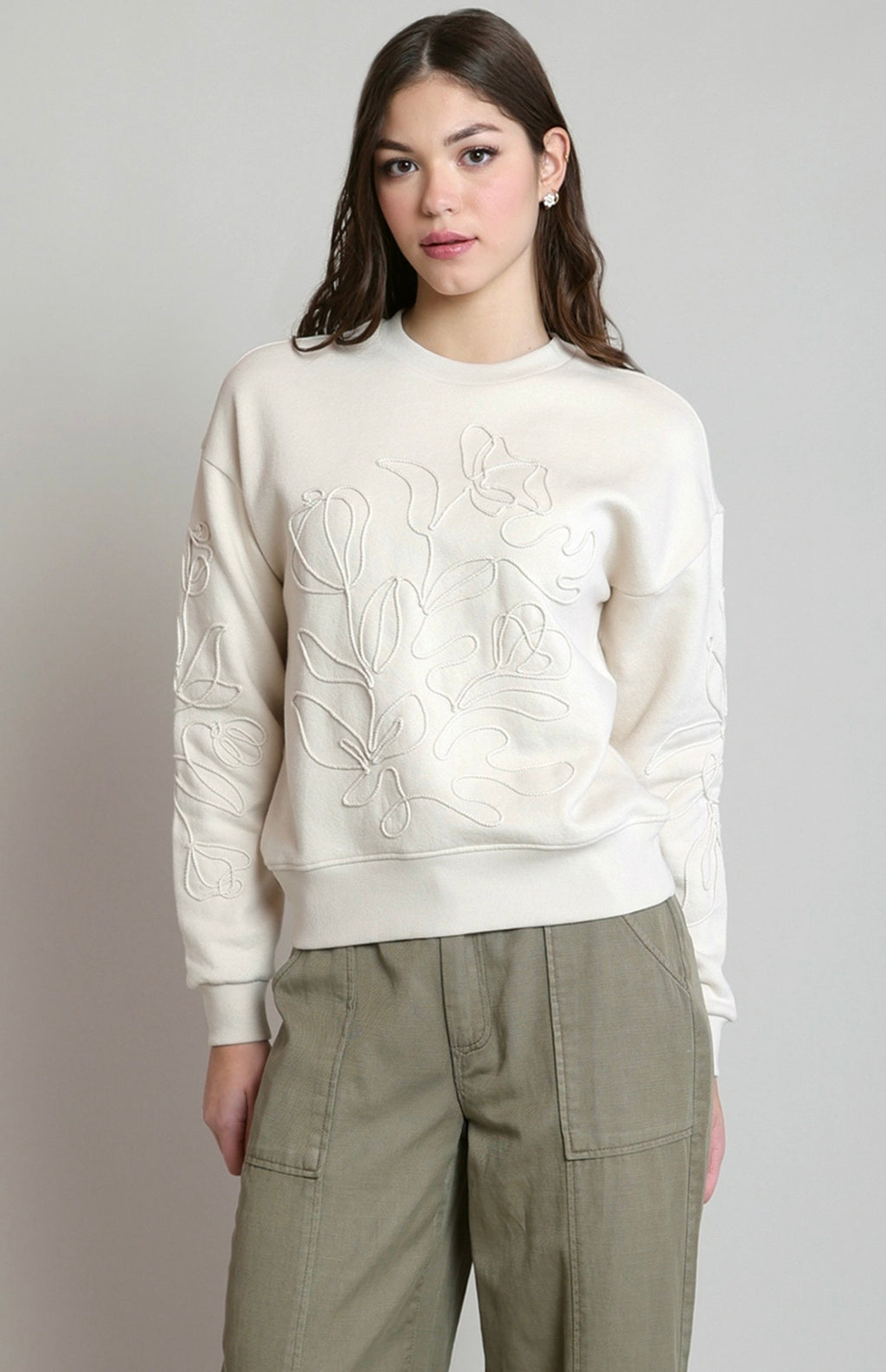Ivory Floral Sweatshirt