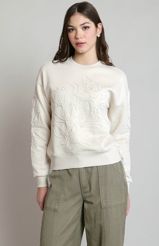Ivory Floral Sweatshirt
