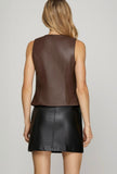 Brown Leatherlike Bow Vest